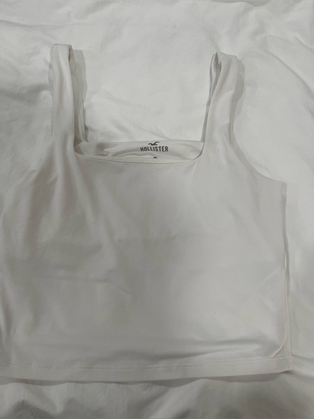 Hollister White Square-Neck Cropped Tank